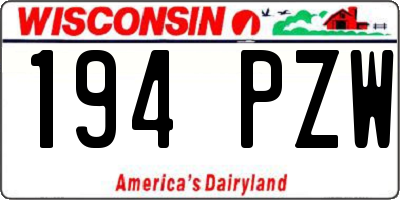 WI license plate 194PZW