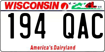 WI license plate 194QAC