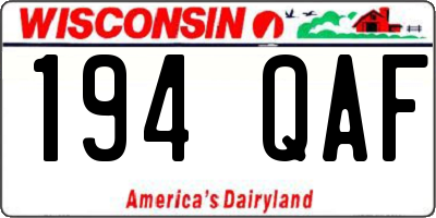 WI license plate 194QAF