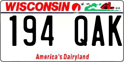 WI license plate 194QAK