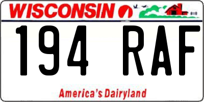 WI license plate 194RAF