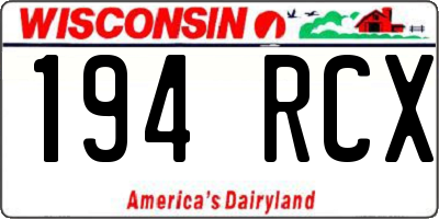 WI license plate 194RCX