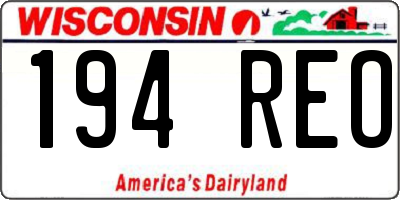 WI license plate 194REO
