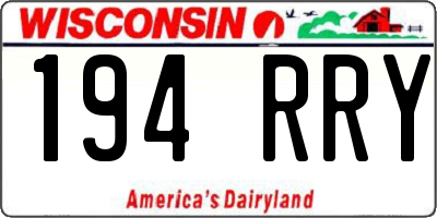 WI license plate 194RRY