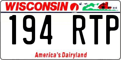 WI license plate 194RTP