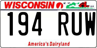 WI license plate 194RUW