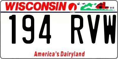 WI license plate 194RVW