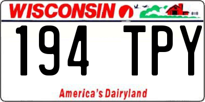 WI license plate 194TPY