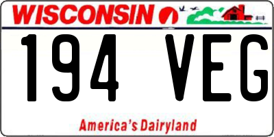 WI license plate 194VEG