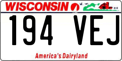 WI license plate 194VEJ