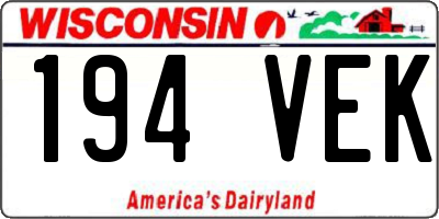 WI license plate 194VEK