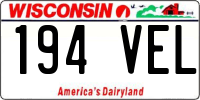 WI license plate 194VEL