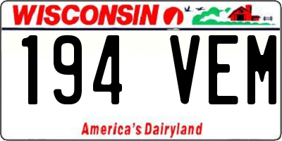 WI license plate 194VEM