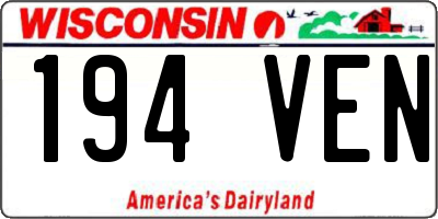 WI license plate 194VEN