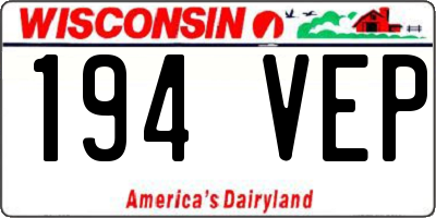 WI license plate 194VEP