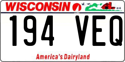 WI license plate 194VEQ