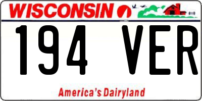 WI license plate 194VER