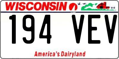 WI license plate 194VEV