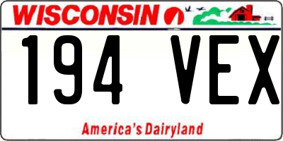 WI license plate 194VEX