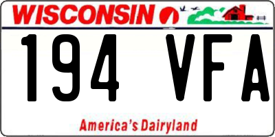 WI license plate 194VFA