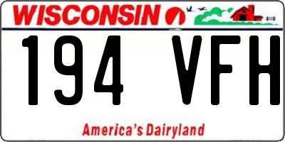 WI license plate 194VFH