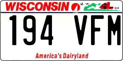 WI license plate 194VFM