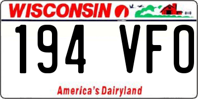 WI license plate 194VFO