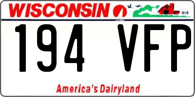 WI license plate 194VFP