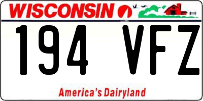 WI license plate 194VFZ