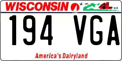 WI license plate 194VGA