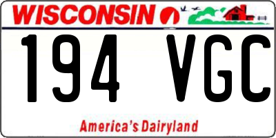 WI license plate 194VGC