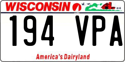 WI license plate 194VPA