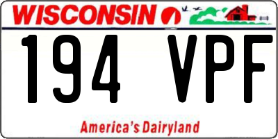 WI license plate 194VPF