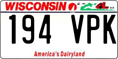 WI license plate 194VPK