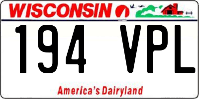 WI license plate 194VPL