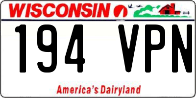WI license plate 194VPN