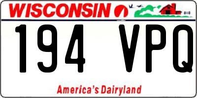 WI license plate 194VPQ