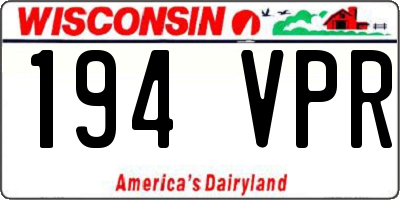 WI license plate 194VPR