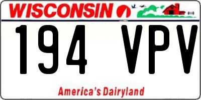 WI license plate 194VPV