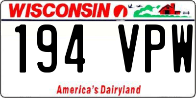 WI license plate 194VPW
