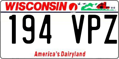 WI license plate 194VPZ