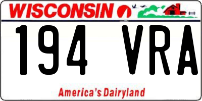WI license plate 194VRA