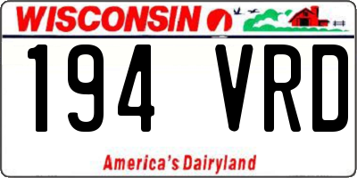 WI license plate 194VRD