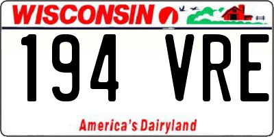 WI license plate 194VRE