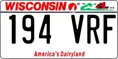 WI license plate 194VRF