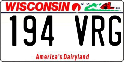 WI license plate 194VRG