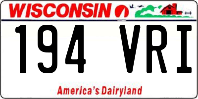 WI license plate 194VRI