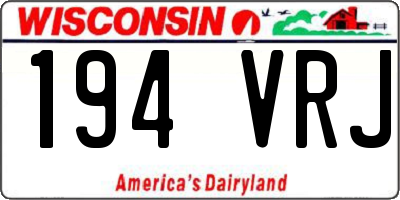 WI license plate 194VRJ
