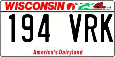 WI license plate 194VRK