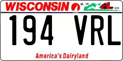 WI license plate 194VRL
